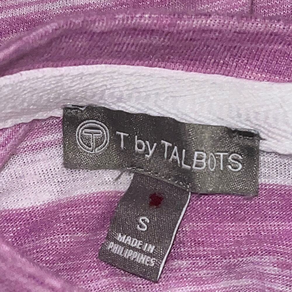 T by Talbots 3/4 Sleeve Striped Purple & White Pullover Top | Small - Picture 6 of 7